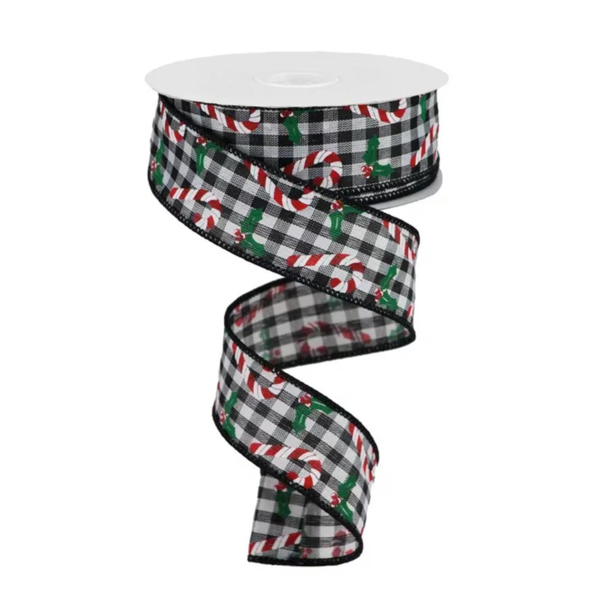 Candy Cane Holly Gingham Ribbon 1.5 Inch x 10 Yard Wired Christmas Ribbon-RGA1145L6 Craig Bachman