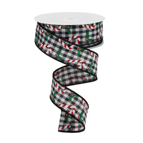 Candy Cane Holly Gingham Ribbon 1.5 Inch x 10 Yard Wired Christmas Ribbon-RGA1145L6 Craig Bachman