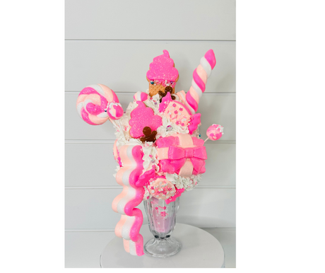 Pink Candyland Faux Extreme Milkshake – Handcrafted Tiered Tray Decor – Perfect for Holiday Decorations, Parties & Photo Props TCT Crafts