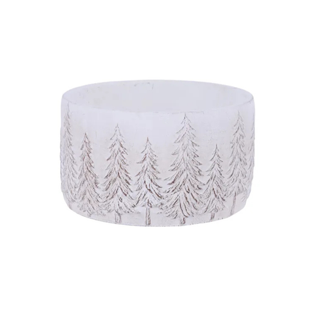 Whitewash Pine Tree Cement Planter 6.5" Winter Floral Container-MX078930 Craig Bachman