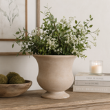 Tan Ceramic Pedestal Urn — 8 Inch Neutral Floral Container-76831-08 Pioneer Imports