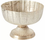 7.75" Champagne Metal Compote Bowl – Pedestal Floral Vase for Wedding Centerpieces & Home Decor-72010-61