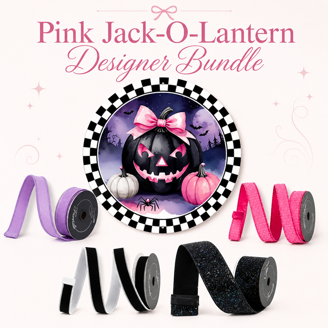 Pink Jack-O-Lantern Farrisilk Ribbon Bundle-HB107 TCTCrafts