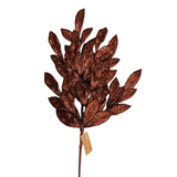 23" Copper Brown Glitter Bay Leaf Spray-262321 Direct Export