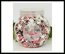 Load image into Gallery viewer, 150g Christmas Holiday Polymer Clay Sprinkle Mix - Red, White, Green Peppermints &amp; Candy Canes - Perfect for Fake Bakes, Clay Art, Slime - Festive and Joyful