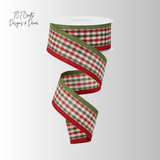 1.5" Moss Dark Red Cream Gingham Wired Ribbon, 10 Yards-RGA80342F Craig Bachman