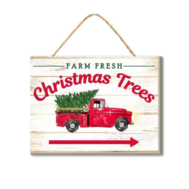 Farm Fresh Christmas Trees Sign Red Truck Rustic Holiday Decor-AP8222 Craig Bachman