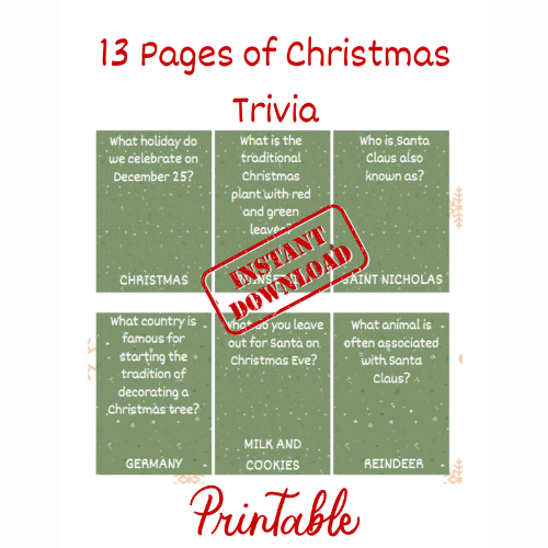 Festive Fun Printable Christmas Trivia Game for the Whole Family -  Instant Download