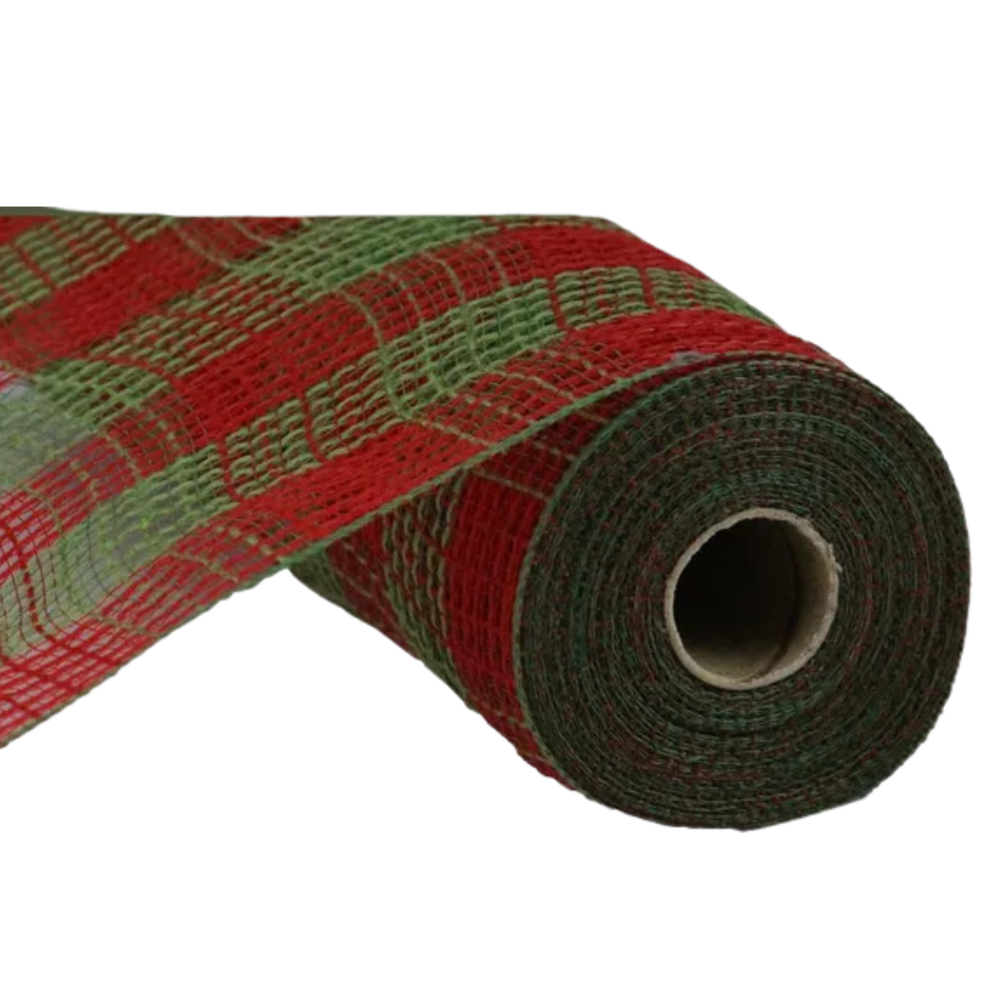Red Green Christmas Check Mesh 10.25 Inch x 10 Yard Faux Jute Deco Mesh