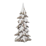 Snowy White Christmas Tree Decor — 8.25 Inch Resin Woodland Tabletop Sculpture- Transpac