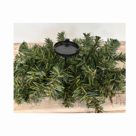 24-Inch Mixed Pine Candle Ring Swag – Rustic Centerpiece Greenery for Holiday Table Decor - CV22000
