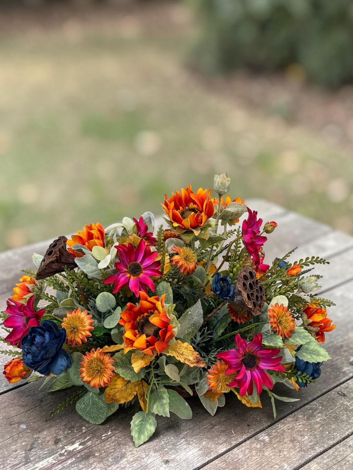 Colorful Fall Sunflower Centerpiece in Wooden Dough Bowl TCT Crafts