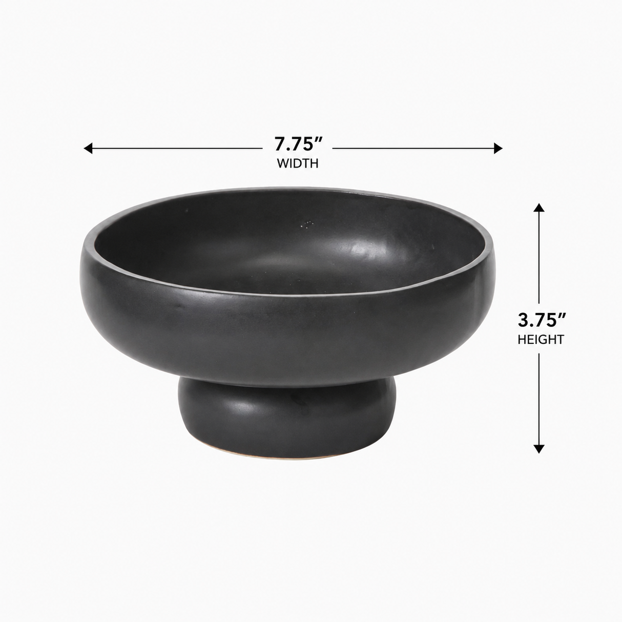 Black Ceramic Compote Bowl — 7.75 Inch Matte Black Pedestal Bowl-97316-55 Pioneer Imports
