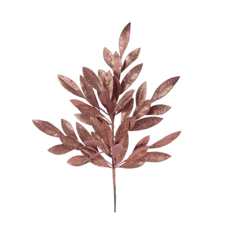 Copper Brown Glitter Bay Leaf Spray 23 Inch Stem-XS237062 Craig Bachman