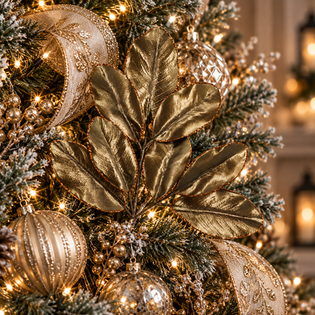 24" Metallic Copper & Gold Magnolia Leaf Spray-85103-COPPER Golden Bell