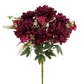 Burgundy Dahlia Hydrangea Bush | Crackle Fabric Florals | 23" Floral Stem Craig Bachman