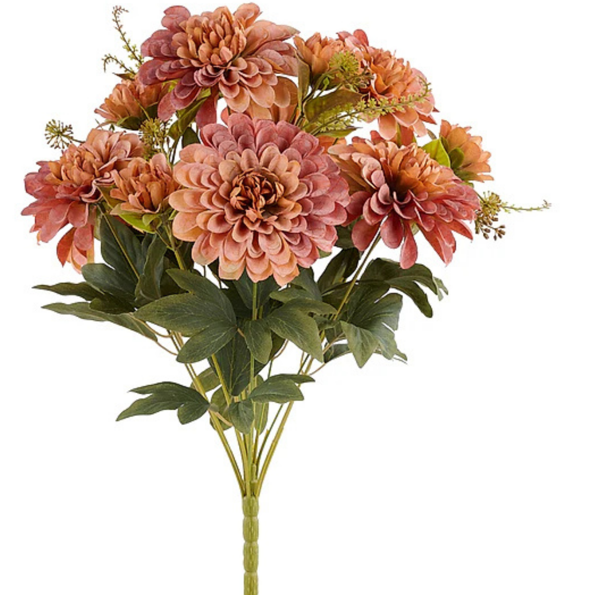 Terracotta/Tan Dahlia Leaf Bush | Crackle Fabric Florals | 21" Floral Stem-FB1766F2 Craig Bachman