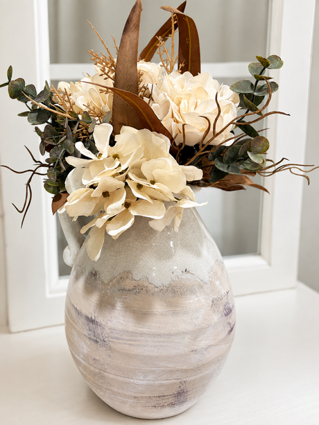Cream Faux Dried Floral Bundle — 14 Inch Neutral Boho Bouquet with 4 Stems-42325A-CR K & K Interiors