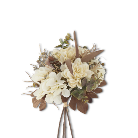 Cream Faux Dried Floral Bundle — 14 Inch Neutral Boho Bouquet with 4 Stems-42325A-CR K & K Interiors