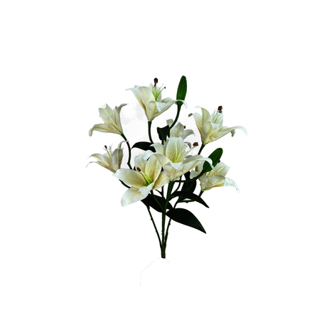 21" Artificial Cream Lily Bush – 9 Head Faux Lilies for DIY Floral Arrangements-35148CM Liberty Floral