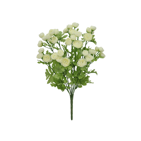 16" Artificial Mini Ranunculus Bush – Realistic Faux Flowers in Cream for Home Decor & Floral Arrangements-84055-CR Golden Bell