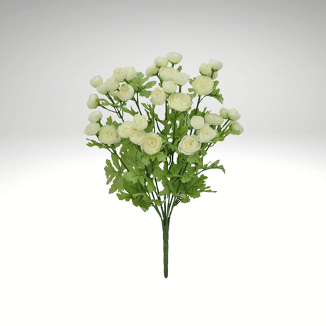 16" Artificial Mini Ranunculus Bush – Realistic Faux Flowers in Cream for Home Decor & Floral Arrangements-84055-CR Golden Bell