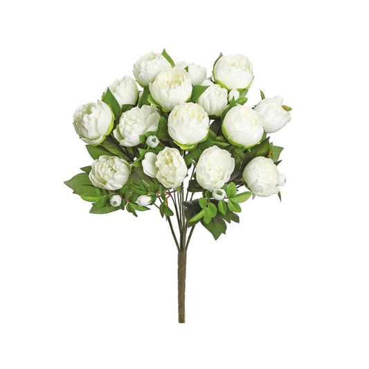 23" Cream/White Artificial Peony Bush – Faux Peonies for Weddings & Home Decor 5300-C Select Artificials