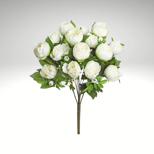 23" Cream/White Artificial Peony Bush – Faux Peonies for Weddings & Home Decor 5300-C Select Artificials