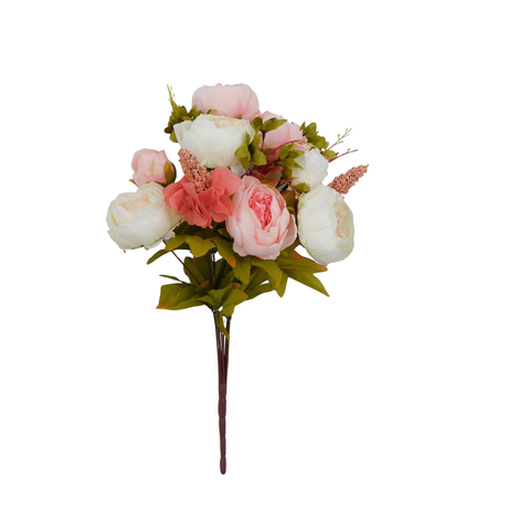 20” Artificial Pink Cream Peony Bush – Faux Peony Bouquet with 13 Stems-63220-CRPK Golden Bell