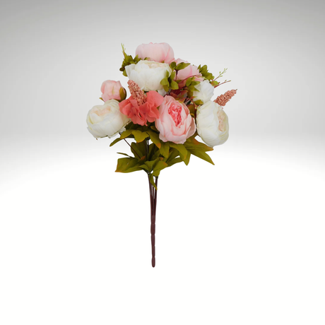 20” Artificial Pink Cream Peony Bush – Faux Peony Bouquet with 13 Stems-63220-CRPK Golden Bell