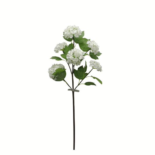 Cream Artificial Snowball Spray – 25" Faux Floral Stem with 6 Blooms for DIY Arrangements or Wedding Décor-56950-CR