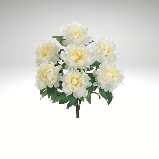 Cream Artificial Peony Bush with Seven Stems