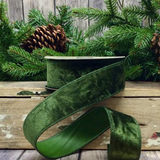 D. Stevens Hunter Green Crushed Velvet Ribbon | Wired Ribbon | 1.5" x 10yd-09-4553 D. Stevens