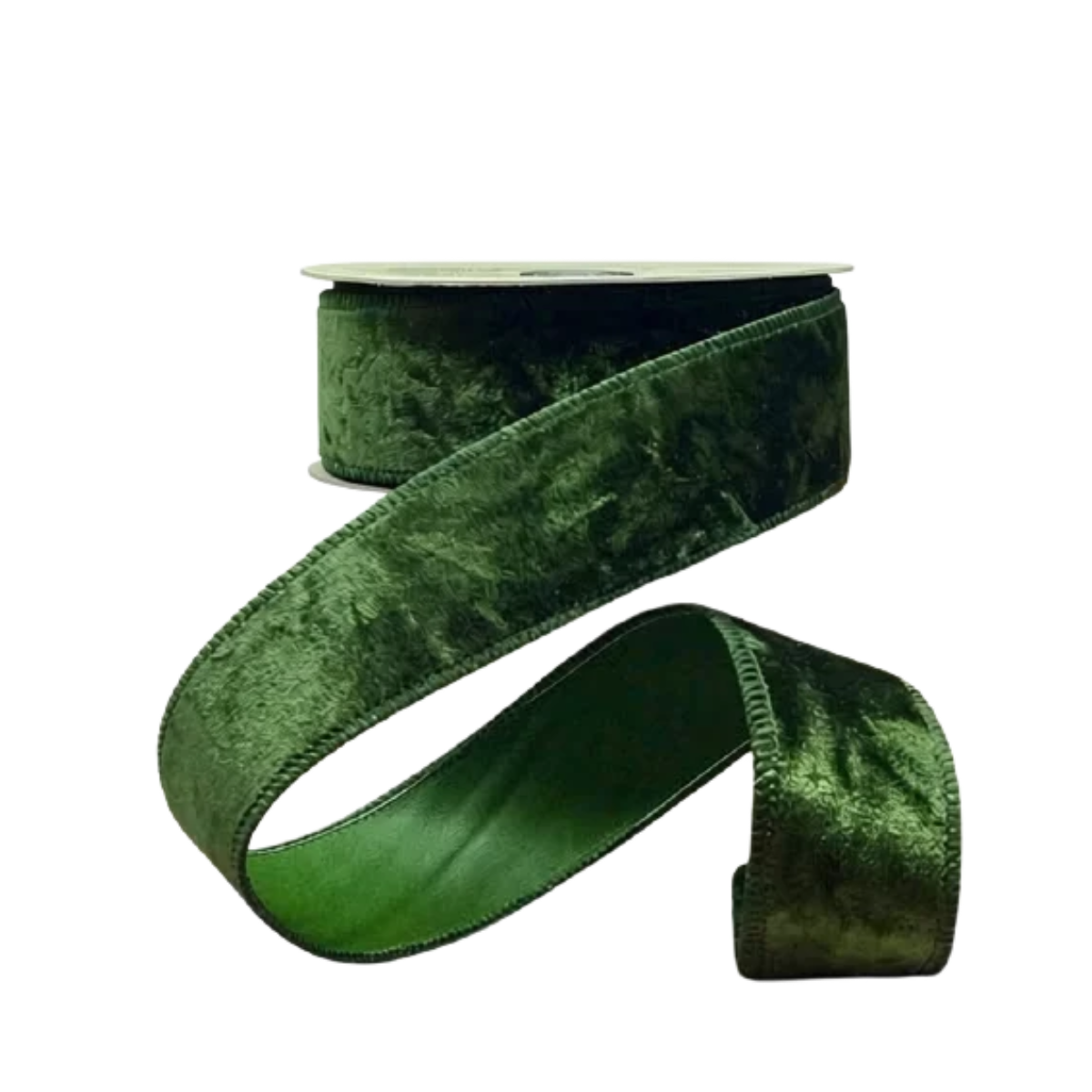 D. Stevens Hunter Green Crushed Velvet Ribbon | Wired Ribbon | 1.5" x 10yd-09-4553 D. Stevens