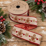 D. Stevens Gingerbread Man Ribbon | Linen Embroidery Check Back | 2.5" x 10yd-18-4925 D. Stevens