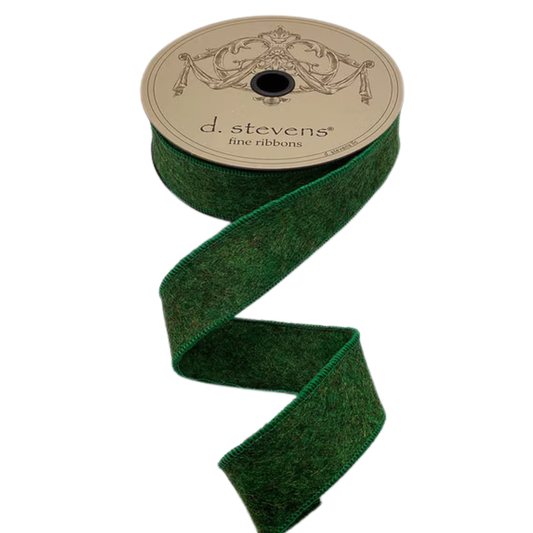 D Stevens Heathered Felt Wired Ribbon Green Brown 1.5 Inch-09-5075 D.Stevens