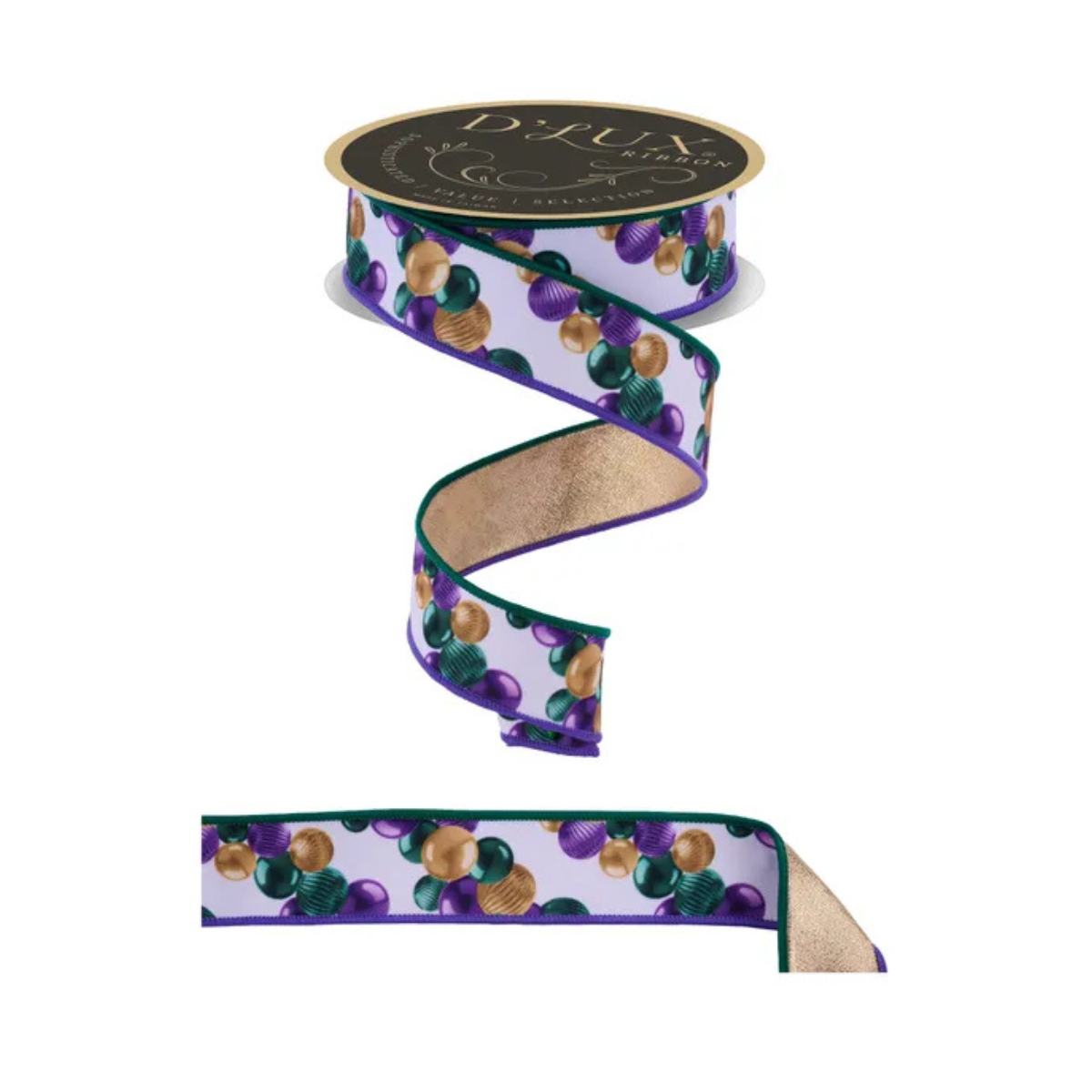 Mardi Gras Ornament Garland Ribbon 1.5 Inch x 10 Yards-LX1142WY Craig Bachman
