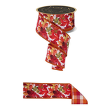 D'Lux Fall Maple Leaf Check Wired Ribbon | 2.5" x 10yd-LX6007C2 Craig Bachman