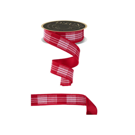 D'Lux Red White Check Ribbon 1.5 Inch x 10 Yards-LX6000W7 Craig Bachman
