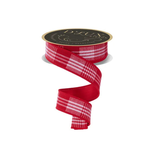 D'Lux Red White Check Ribbon 1.5 Inch x 10 Yards-LX6000W7 Craig Bachman