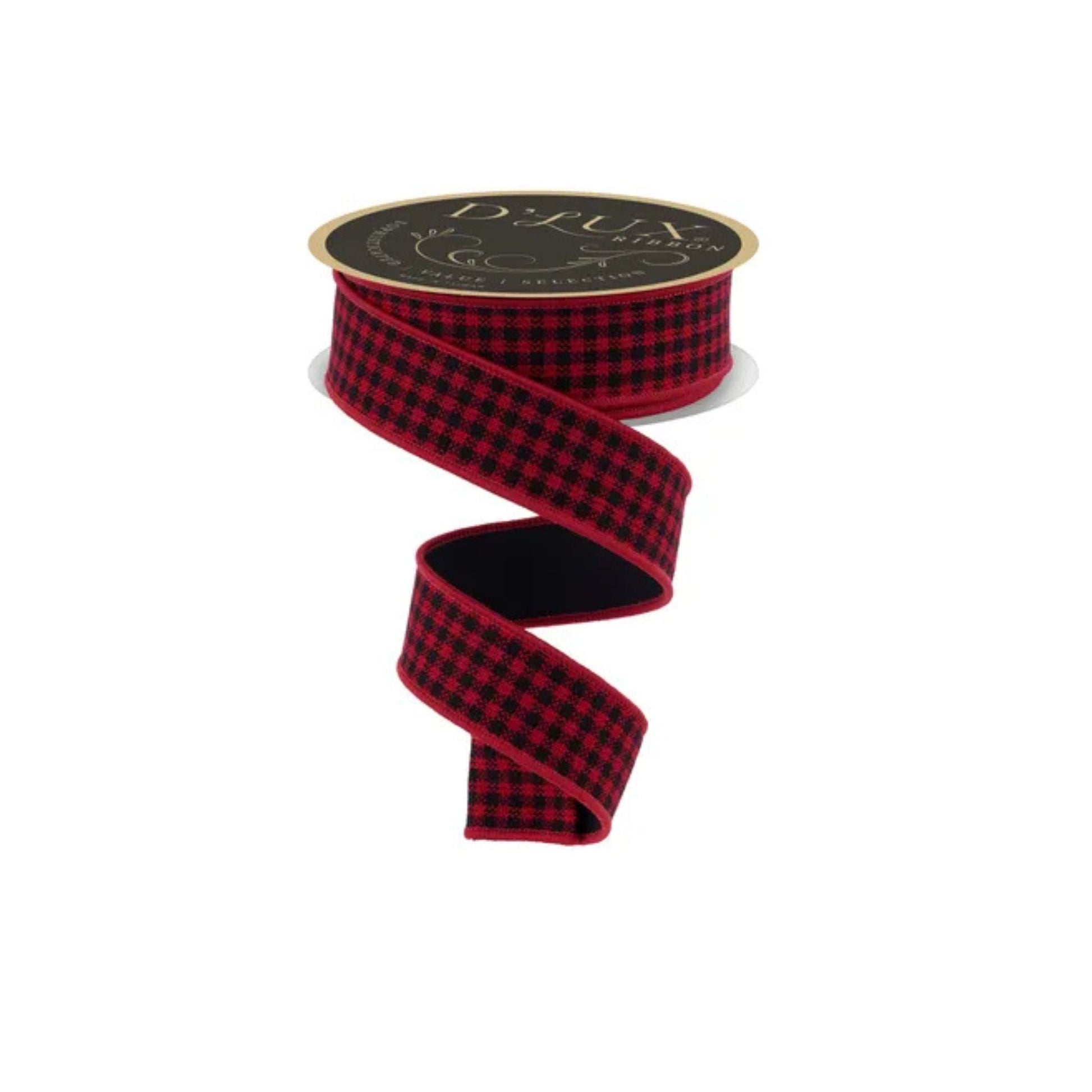 Red Black Mini Check Ribbon 1.5 Inch x 10 Yards-LX6004MA Craig Bachman