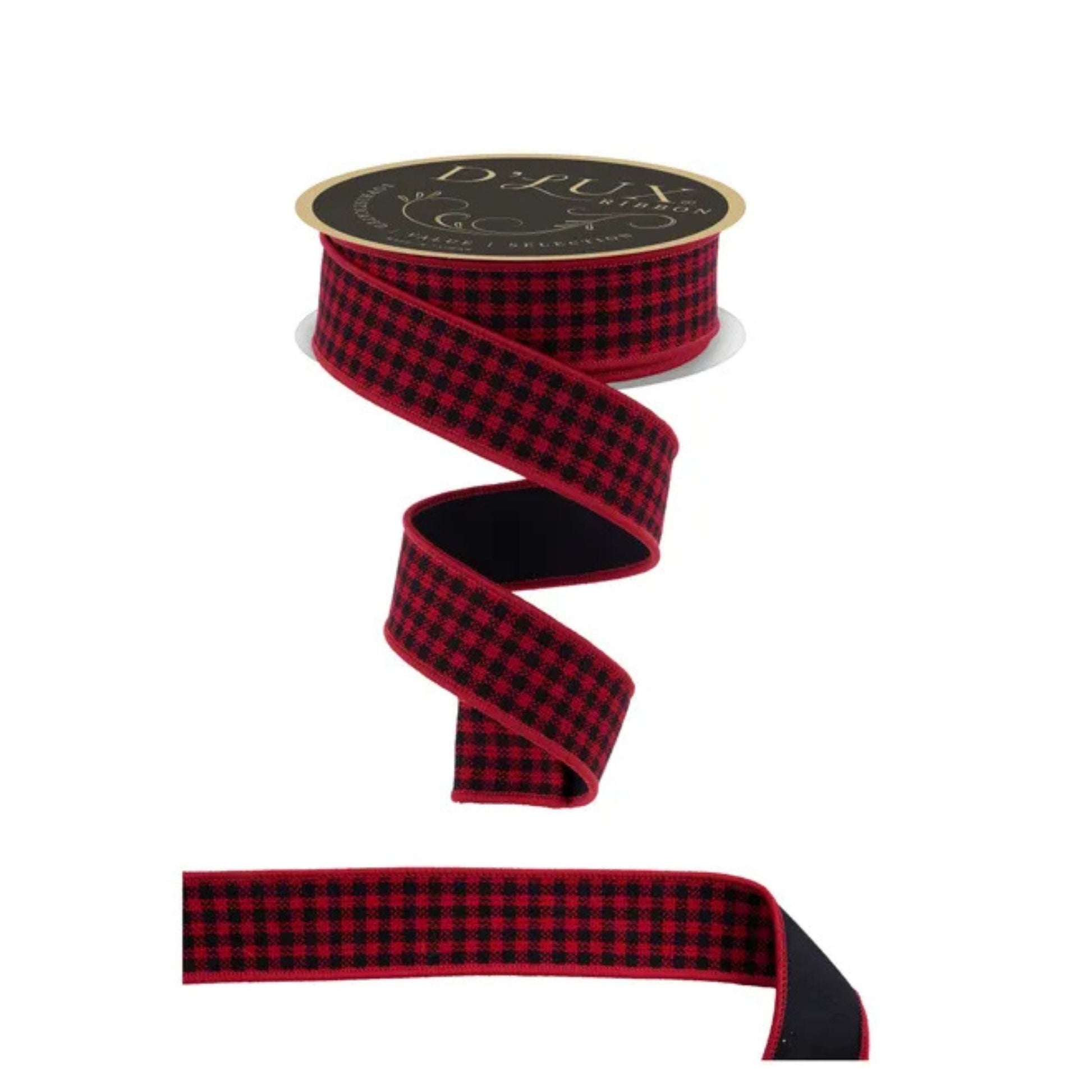 Red Black Mini Check Ribbon 1.5 Inch x 10 Yards-LX6004MA Craig Bachman