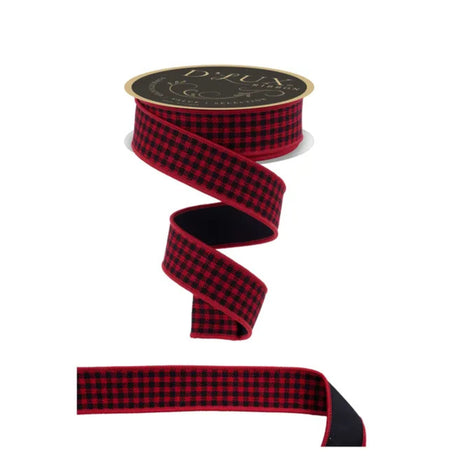 Red Black Mini Check Ribbon 1.5 Inch x 10 Yards-LX6004MA Craig Bachman