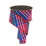 D'Lux Bold Plaid Wired Ribbon — 2.5 Inch Red Emerald Royal Blue Christmas Wreath Ribbon-LX1115J5 Craig Bachman