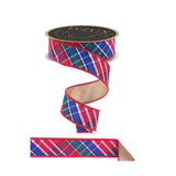 D'Lux Bold Plaid Wired Ribbon — 1.5 Inch Red Emerald Royal Blue Christmas Wreath Ribbon-LX1114J5 Craig Bachman