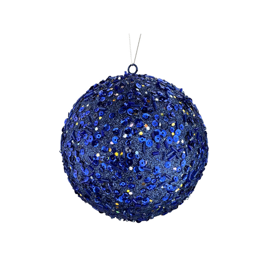 Dark Blue 6" Sequin Ornament Ball – Glitter Christmas Decoration-86551DKBL Liberty Floral