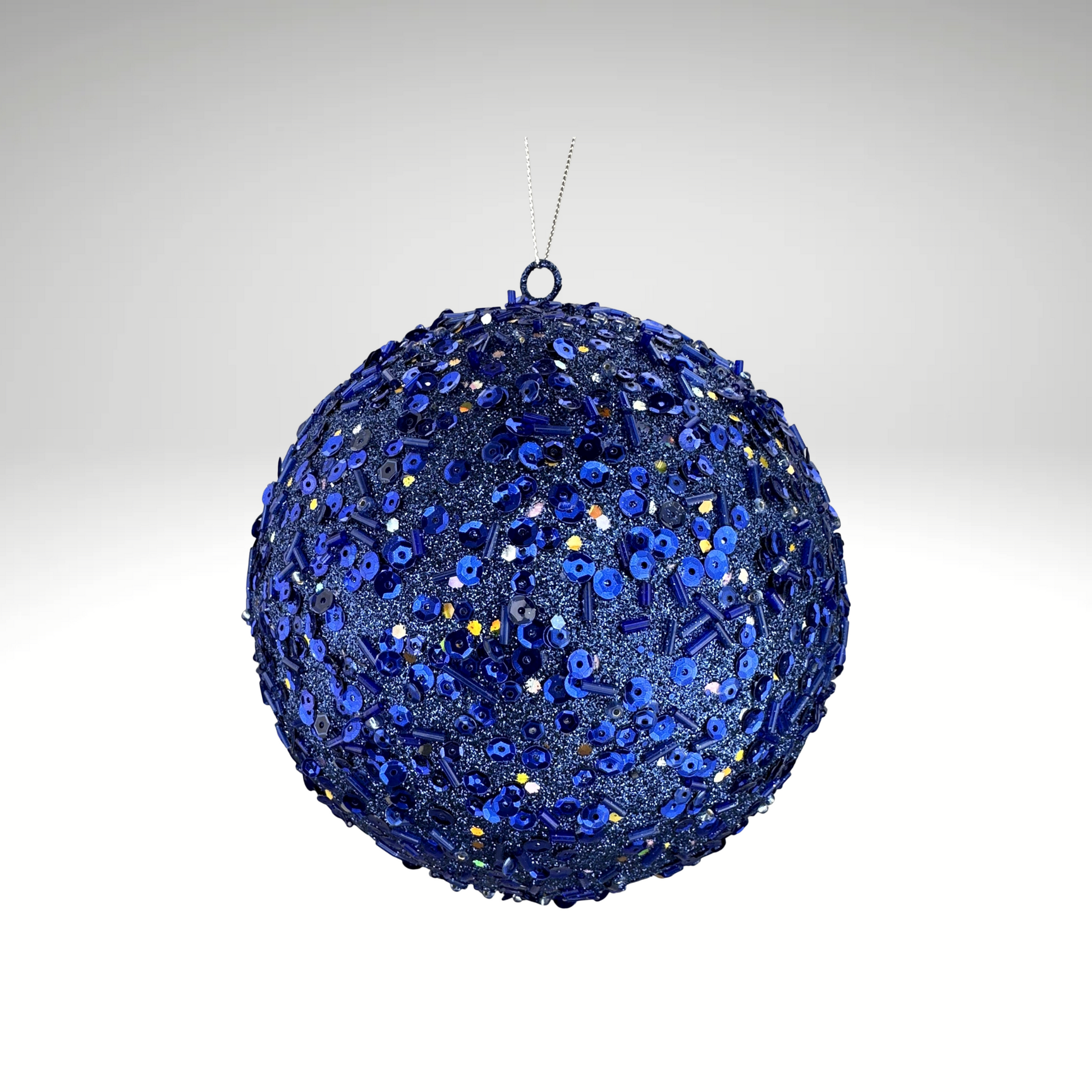 Dark Blue 6" Sequin Ornament Ball – Glitter Christmas Decoration-86551DKBL Liberty Floral