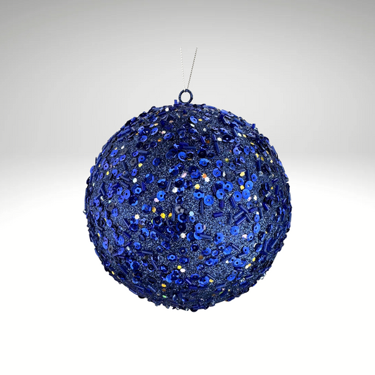 Dark Blue 6" Sequin Ornament Ball – Glitter Christmas Decoration-86551DKBL Liberty Floral
