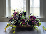 Dark Moody Halloween Centerpiece with Black Roses and Purple Magnolias TCT Crafts