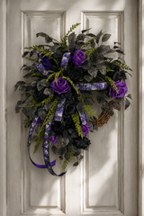 Dark Moody Halloween Wreath — Purple and Black Rose Grapevine Wreath, 32 Inch TCT Crafts